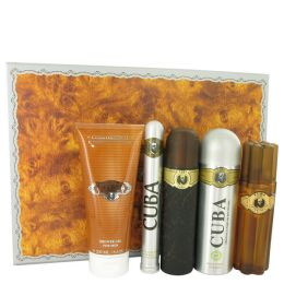 Cuba Gold Gift Set - 3.3 Oz Eau De Toilette Spray + 3.3 Oz After Shave Spray + 6.7 Oz Body Deodorant Spray + 6.7 Oz Shower Gel +  1.17 Oz Edt Spray --