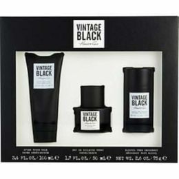 Vintage Black By Kenneth Cole Edt Spray 1.7 Oz & Aftershave Balm 3.4 Oz & Deodorant Stick Alcohol Free 2.6 Oz For Men