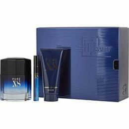 Pure Xs By Paco Rabanne Edt Spray 3.4 Oz & Shower Gel 3.4 Oz & Edt Spray 0.33 Oz Mini For Men