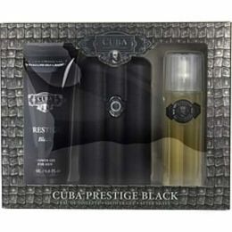 Cuba Prestige Black By Cuba Edt Spray 3 Oz & Aftershave Spray 3.3 Oz & Shower Gel 6.6 Oz For Men