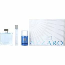 Chrome By Azzaro Edt Spray 3.4 Oz & Deodorant Stick 2.7 Oz & Edt Spray 0.5 Oz For Men